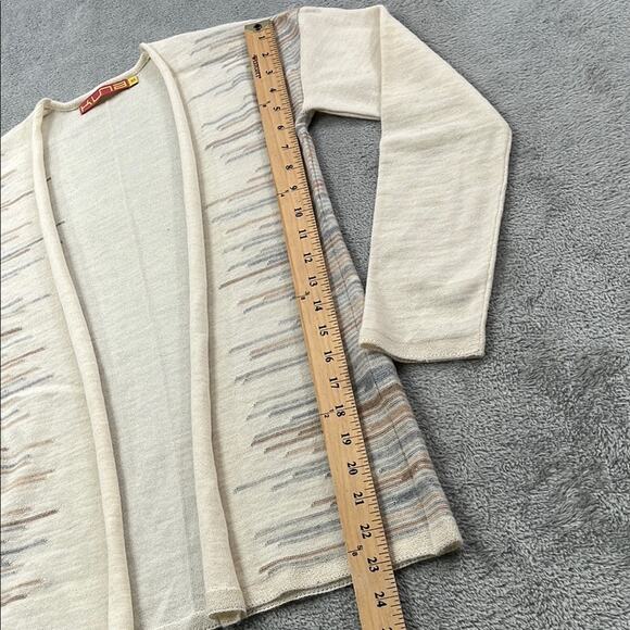 KUNA XS Baby Alpaca Cream and Tan Striped Women's Open Cardigan Sweater Luxury - Picture 6 of 10